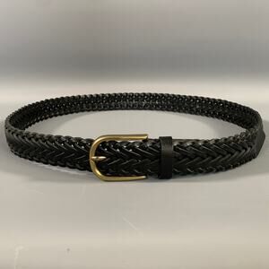 NO BRAND Black Gold Braided Leather Belt